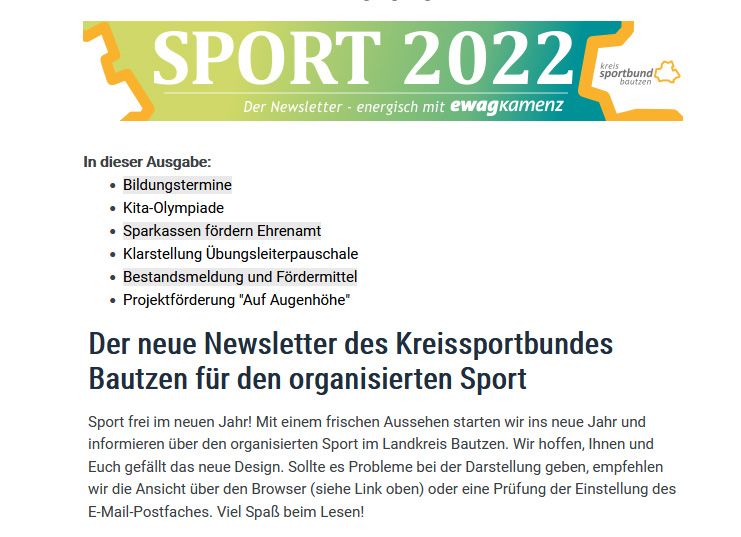 Erster Newsletter 2022 - im neuen Design